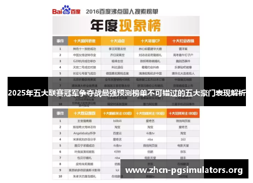 2025年五大联赛冠军争夺战最强预测榜单不可错过的五大豪门表现解析